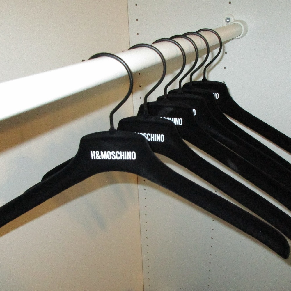 MOSCHINO H&M 6 PCS OF BLACK VELVET CLOTHES HANGERS